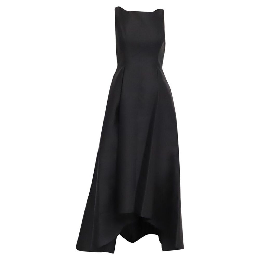 Adrianna Papell Sleeveless Mikado High-Low Gown in Black Polyester